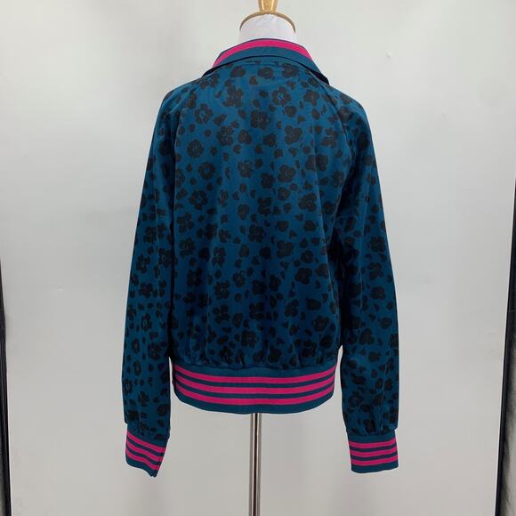 Adidas Track Jacket Women M Medium Leopard Print Full Zip Performance Pocket - Picture 4 of 15